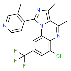 ChemSpider 2D Image | 6-Chloro-3,4-dimethyl-1-(3-methyl-4-pyridinyl)-8-(trifluoromethyl)imidazo[1,5-a]quinoxaline | C19H14ClF3N4