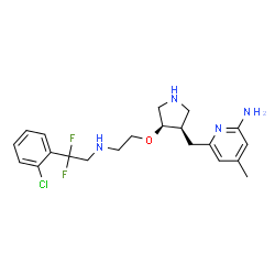 ChemSpider 2D Image | 6-{[(3R,4R)-4-(2-{[2-(2-Chlorophenyl)-2,2-difluoroethyl]amino}ethoxy)-3-pyrrolidinyl]methyl}-4-methyl-2-pyridinamine | C21H27ClF2N4O