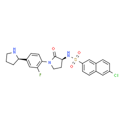 ChemSpider 2D Image | 6-Chloro-N-((3s)-2-Oxo-1-{4-[(2r)-2--Pyrrolidinyl] Phenyl}-3-Pyrrolidinyl)-2-Naphthalenesulfonamide | C24H23ClFN3O3S