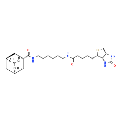 ChemSpider 2D Image | (3s,5s,7s)-N-[6-({5-[(3aS,4S,6aR)-2-Oxohexahydro-1H-thieno[3,4-d]imidazol-4-yl]pentanoyl}amino)hexyl]-1-adamantanecarboxamide | C27H44N4O3S