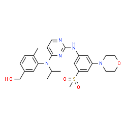 ChemSpider 2D Image | {3-[Isopropyl(2-{[3-(methylsulfonyl)-5-(4-morpholinyl)phenyl]amino}-4-pyrimidinyl)amino]-4-methylphenyl}methanol | C26H33N5O4S