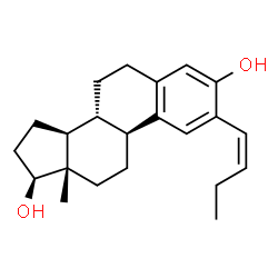 ChemSpider 2D Image | (17beta)-2-[(1Z)-1-Buten-1-yl]estra-1,3,5(10)-triene-3,17-diol | C22H30O2