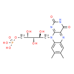 ChemSpider 2D Image | 5-Deoxy-5-(7,8-dimethyl-2,4-dioxo-3,4-dihydrobenzo[g]pteridin-10(2H)-yl)-1-O-phosphono-L-arabinitol | C17H21N4O9P