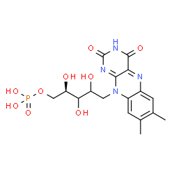 ChemSpider 2D Image | 1-Deoxy-1-(7,8-dimethyl-2,4-dioxo-3,4-dihydrobenzo[g]pteridin-10(2H)-yl)-5-O-phosphono-D-glycero-pentitol | C17H21N4O9P