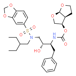 ChemSpider 2D Image | (3r,3as,6ar)-Hexahydrofuro[2,3-B]furan-3-Yl {(1s,2r)-3-[(1,3-Benzodioxol-5-Ylsulfonyl)(2-Ethylbutyl)amino]-1-Benzyl-2-Hydroxypropyl}carbamate | C30H40N2O9S