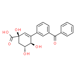 ChemSpider 2D Image | (1R,4R,5R)-3-(3-Benzoylphenyl)-1,4,5-trihydroxy-2-cyclohexene-1-carboxylic acid | C20H18O6
