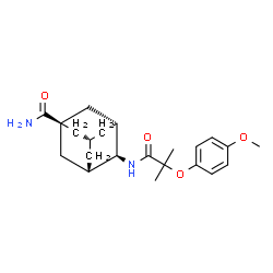 ChemSpider 2D Image | (1s,3R,4s,5S,7s)-4-{[2-(4-Methoxyphenoxy)-2-methylpropanoyl]amino}-1-adamantanecarboxamide | C22H30N2O4