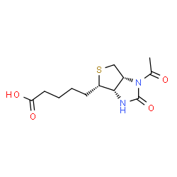 ChemSpider 2D Image | 5-[(3aS,4S,6aR)-1-Acetyl-2-oxohexahydro-1H-thieno[3,4-d]imidazol-4-yl]pentanoic acid | C12H18N2O4S