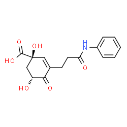 ChemSpider 2D Image | (1R,5R)-3-(3-Anilino-3-oxopropyl)-1,5-dihydroxy-4-oxo-2-cyclohexene-1-carboxylic acid | C16H17NO6