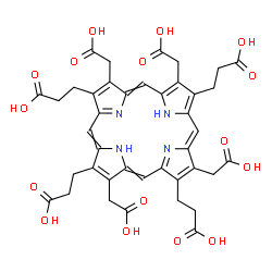 ChemSpider 2D Image | 3,3',3'',3'''-[3,8,13,17-Tetrakis(carboxymethyl)-2,7,12,18-porphyrintetrayl]tetrapropanoic acid | C40H38N4O16