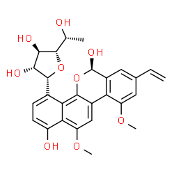 ChemSpider 2D Image | (1R)-1,4-Anhydro-6-deoxy-1-[(6R)-1,6-dihydroxy-10,12-dimethoxy-8-vinyl-6H-dibenzo[c,h]chromen-4-yl]-D-galactitol | C27H28O9