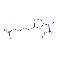 ChemSpider 2D Image | 5-[(3aS,4S,6aR)-1,3-Dimethyl-2-oxohexahydro-1H-thieno[3,4-d]imidazol-4-yl]pentanoic acid | C12H20N2O3S