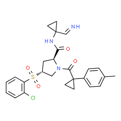 ChemSpider 2D Image | (4R)-4-[(2-Chlorophenyl)sulfonyl]-N-[1-(iminomethyl)cyclopropyl]-1-{[1-(4-methylphenyl)cyclopropyl]carbonyl}-L-prolinamide | C26H28ClN3O4S