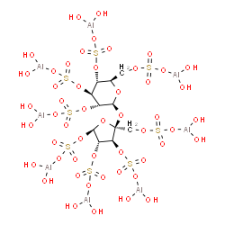 ChemSpider 2D Image | Aluminium hydroxide (2R,3S,4S,5R)-5-[(sulfonatooxy)methyl]-5-({(2S,3R,4S,5R,6R)-3,4,5-tris(sulfonatooxy)-6-[(sulfonatooxy)methyl]tetrahydro-2H-pyran-2-yl}oxy)tetrahydrofuran-2,3,4-triyl trisulfate (8:
16:1) | C11H28Al8O51S8