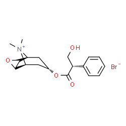 ChemSpider 2D Image | (1S,5S)-7-{[(2S)-3-Hydroxy-2-phenylpropanoyl]oxy}-9,9-dimethyl-3-oxa-9-azoniatricyclo[3.3.1.0~2,4~]nonane bromide | C18H24BrNO4