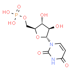 ChemSpider 2D Image | 1-(5-O-Phosphono-alpha-L-arabinofuranosyl)-2,4(1H,3H)-pyrimidinedione | C9H13N2O9P