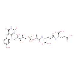 ChemSpider 2D Image | (3S,8R,11R,13R,16S,17S,18R)-13,16,17,18-Tetrahydroxy-19-(8-hydroxy-2,4-dioxo-3,4-dihydropyrimido[4,5-b]quinolin-10(2H)-yl)-11-methyl-5,10-dioxo-12,14-dioxa-4,9-diaza-13-phosphanonadecane-1,3,8-tricarb
oxylic acid 13-oxide | C29H36N5O18P