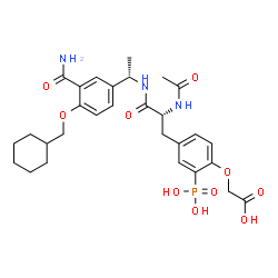 ChemSpider 2D Image | (4-{2-Acetylamino-2-[1-(3-Carbamoyl-4-Cyclohexylmethoxy-Phenyl)-Ethylcarbamoyl}-Ethyl}-2-Phosphono-Phenoxy)-Acetic Acid | C29H38N3O10P