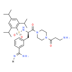 ChemSpider 2D Image | [2,4,6-TRIISOPROPYL-PHENYLSULFONYL-L-[3-AMIDINO-PHENYLALANINE]]-PIPERAZINE-N'-BETA-ALANINE | C32H48N6O4S