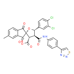 ChemSpider 2D Image | (2S,3S,4S,5S)-5-(3,4-Dichlorophenyl)-5'-methyl-1',3'-dioxo-4-{[4-(1,2,3-thiadiazol-4-yl)phenyl]carbamoyl}-1',3',4,5-tetrahydro-3H-spiro[furan-2,2'-indene]-3-carboxylic acid | C29H19Cl2N3O6S
