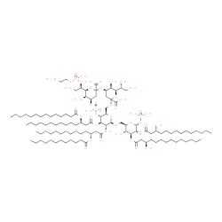 ChemSpider 2D Image | (6S)-6-[(1R)-1-{[(2-Aminoethoxy)(hydroxy)phosphoryl]oxy}-2-hydroxyethyl]-3-deoxy-beta-L-erythro-hex-2-ulopyranonosyl-(2->4)-(6R)-3-deoxy-6-[(1R)-1,2-dihydroxyethyl]-beta-L-erythro-hex-2-ulopyranonosyl
-(2->6)-2-deoxy-2-{[(3R)-3-(dodecanoyloxy)tetradecanoyl]amino}-4-O-phosphono-3-O-[(3R)-3-(tetradecanoyloxy)tetradecanoyl]-beta-D-glucopyranosyl-(1->6)-2-deoxy-3-O-[(3R)-3-hydroxytetradecanoyl]-2-{[(3R
)-3-hydroxytetradecanoyl]amino}-1-O-phosphon | C112H208N3O42P3