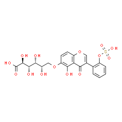 ChemSpider 2D Image | 6-O-{5-Hydroxy-4-oxo-3-[2-(sulfooxy)phenyl]-4H-chromen-6-yl}-L-gulonic acid | C21H20O14S