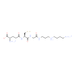 ChemSpider 2D Image | N-[(4S)-4-Ammonio-4-carboxylatobutanoyl]-L-cysteinyl-N-{3-[(4-ammoniobutyl)ammonio]propyl}glycinamide | C17H36N6O5S