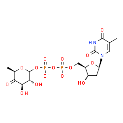ChemSpider 2D Image | dTDP-4-dehydro-6-deoxy-D-galactose(2-) | C16H22N2O15P2