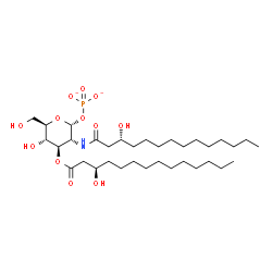 ChemSpider 2D Image | 2-Deoxy-3-O-[(3R)-3-hydroxytetradecanoyl]-2-{[(3R)-3-hydroxytetradecanoyl]amino}-1-O-phosphonato-alpha-D-glucopyranose | C34H64NO12P