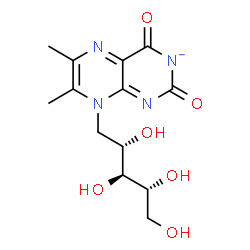 ChemSpider 2D Image | 1-Deoxy-1-(6,7-dimethyl-2,4-dioxo-2H-pteridin-3-id-8(4H)-yl)-D-ribitol | C13H17N4O6