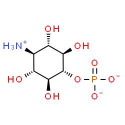ChemSpider 2D Image | (1r,2R,3S,4s,5R,6S)-4-Ammonio-2,3,5,6-tetrahydroxycyclohexyl phosphate | C6H13NO8P