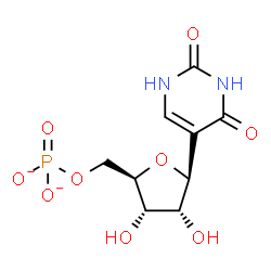 ChemSpider 2D Image | (1S)-1,4-Anhydro-1-(2,4-dioxo-1,2,3,4-tetrahydro-5-pyrimidinyl)-5-O-phosphonato-D-ribitol | C9H11N2O9P