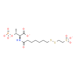 ChemSpider 2D Image | (2S,3R)-3-(Phosphonatooxy)-2-({7-[(2-sulfonatoethyl)disulfanyl]heptanoyl}amino)butanoate | C13H22NO10PS3