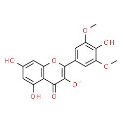 ChemSpider 2D Image | 5,7-Dihydroxy-2-(4-hydroxy-3,5-dimethoxyphenyl)-4-oxo-4H-chromen-3-olate | C17H13O8