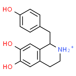 ChemSpider 2D Image | 6,7-Dihydroxy-1-(4-hydroxybenzyl)-1,2,3,4-tetrahydroisoquinolinium | C16H18NO3