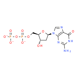ChemSpider 2D Image | 2'-Deoxy-5'-O-[(phosphonatooxy)phosphinato]guanosine | C10H12N5O10P2