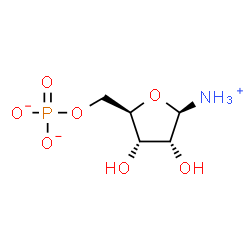ChemSpider 2D Image | [(2R,3S,4R,5R)-5-Ammonio-3,4-dihydroxytetrahydro-2-furanyl]methyl phosphate | C5H11NO7P