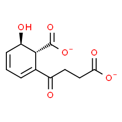 ChemSpider 2D Image | (1R,6R)-2-(3-Carboxylatopropanoyl)-6-hydroxy-2,4-cyclohexadiene-1-carboxylate | C11H10O6