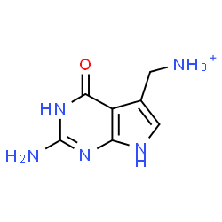 ChemSpider 2D Image | (2-Amino-4-oxo-4,7-dihydro-1H-pyrrolo[2,3-d]pyrimidin-5-yl)methanaminium | C7H10N5O