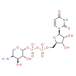 ChemSpider 2D Image | [(2R,3R,4S,5S)-5-azaniumyl-3,4-dihydroxy-tetrahydropyran-2-yl] [[(2R,3S,4R,5R)-5-(2,4-dioxopyrimidin-1-yl)-3,4-dihydroxy-tetrahydrofuran-2-yl]methoxy-oxido-phosphoryl] phosphate | C14H22N3O15P2