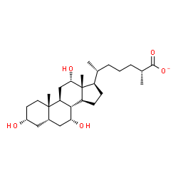 ChemSpider 2D Image | (3alpha,5beta,7alpha,12alpha,25R)-3,7,12-Trihydroxycholestan-26-oate | C27H45O5