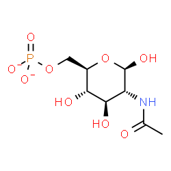 ChemSpider 2D Image | 2-Acetamido-2-deoxy-6-O-phosphonato-beta-D-glucopyranose | C8H14NO9P