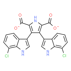 ChemSpider 2D Image | 3,4-Bis(7-chloro-1H-indol-3-yl)-1H-pyrrole-2,5-dicarboxylate | C22H11Cl2N3O4