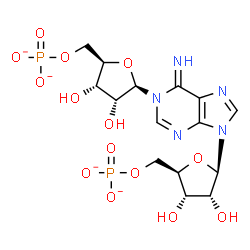 ChemSpider 2D Image | [(2R,3S,4R,5R)-5-[1-[(2R,3R,4S,5R)-3,4-dihydroxy-5-(phosphonatooxymethyl)tetrahydrofuran-2-yl]-6-imino-purin-9-yl]-3,4-dihydroxy-tetrahydrofuran-2-yl]methyl phosphate | C15H19N5O14P2