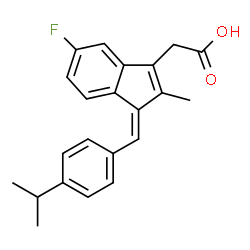 ChemSpider 2D Image | [(1Z)-5-Fluoro-1-(4-isopropylbenzylidene)-2-methyl-1H-inden-3-yl]acetic acid | C22H21FO2