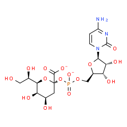 ChemSpider 2D Image | (2S,4R,5R,6R)-2-[({[(2R,3S,4R,5R)-5-(4-Amino-2-oxo-1(2H)-pyrimidinyl)-3,4-dihydroxytetrahydro-2-furanyl]methoxy}phosphinato)oxy]-6-[(1R)-1,2-dihydroxyethyl]-4,5-dihydroxytetrahydro-2H-pyran-2-carboxyl
ate | C17H24N3O15P
