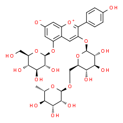 ChemSpider 2D Image | pelargonidin 3-O-rutinoside 5-O-beta-D-glucoside betaine | C33H40O19