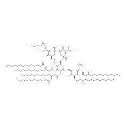 ChemSpider 2D Image | (6S)-6-[(1R)-1-{[(2-Ammonioethoxy)phosphinato]oxy}-2-hydroxyethyl]-3-deoxy-beta-L-erythro-hex-2-ulopyranonosyl-(2->4)-(6R)-3-deoxy-6-[(1R)-1,2-dihydroxyethyl]-beta-L-erythro-hex-2-ulopyranonosyl-(2->6
)-2-deoxy-2-{[(3R)-3-(dodecanoyloxy)tetradecanoyl]amino}-4-O-phosphonato-3-O-[(3R)-3-(tetradecanoyloxy)tetradecanoyl]-beta-D-glucopyranosyl-(1->6)-2-deoxy-3-O-[(3R)-3-hydroxytetradecanoyl]-2-{[(3R)-3-
hydroxytetradecanoyl]amino}-1-O-phosphonato- | C112H202N3O42P3