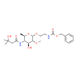 ChemSpider 2D Image | N-benzyloxycarbonylaminoethyl-4,6-dideoxy-4-(3-hydroxy-3-methylbutanamido)-2-O-methyl-beta-D-glucopyranoside | C22H34N2O8