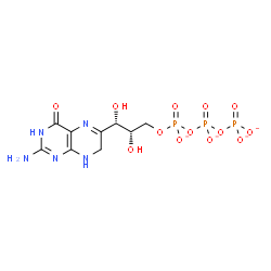 ChemSpider 2D Image | Triphosphoric acid, mono[(2S,3S)-3-(2-amino-3,4,7,8-tetrahydro-4-oxo-6-pteridinyl)-2,3-dihydroxypropyl] ester, ion(4-) | C9H12N5O13P3